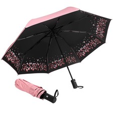 Sun Umbrella-Auto Open Close Folding Rain Waterproof Travel Women Parasol Aut...