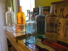 Nine Super Nice Old Antique Smooth Base American Medicine Bottles
