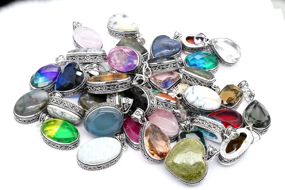 Moos Achat,Peridot & Rubin Edelstein Ethnisch Handgemacht Anhänger Schmuck 2.75 - Bild 3 von 4