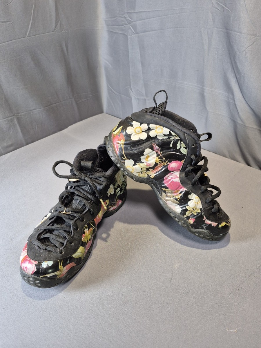 Nike Air Foamposite One Floral Sneakers Black Men Sz 314996-012