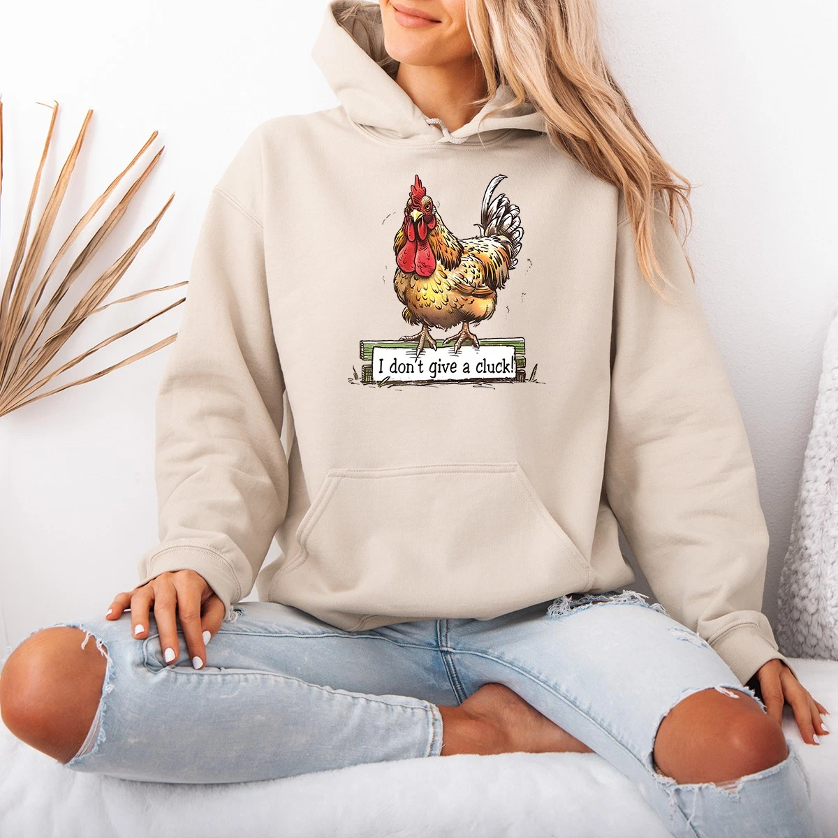 I Dont Give A Cluck Womens Hoodie Chicken Keeper Farm Life Gift For Her
