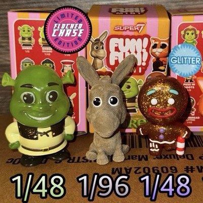 1/96 Flocked Donkey Shrek Fun! Fun! Mini Super7 Lot Glitter Gingy Rare Figures