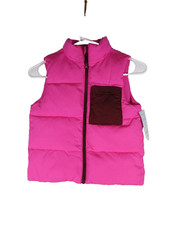 Cat Jack Girls Zip-Up Puffer Vest Jacket Sleeveless Pocket Size 6/6X Pink