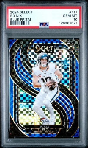 2024 Panini Select Bo Nix #117 Blue Prizm PSA 10