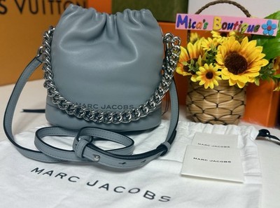  MARC JACOBS Small Leather Bucket Bag Crossbody ~Rock Grey~  Authentic 