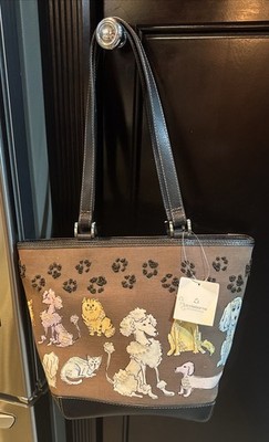 Liz Claiborne Rare Leather Satchel Handbag Purse Dogs and Cats