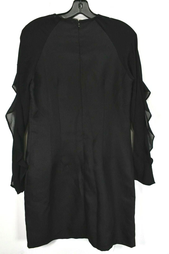 YA Los Angeles Womens Black Layered Sleeve Scoop Neck Back Zip Sheath Dress M - Изображение 2 из 4