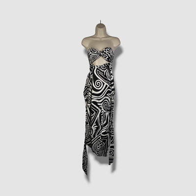 $595 Mara Hoffman Womens Black Paula Linen Strapless Cutout Wrap Midi Dress  Sz 2 | eBay