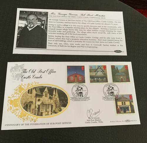 GREAT BRITAIN • 1997 Benham Silk FDC Centenary Of Sub Post Offices Signed