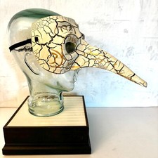 Vintage Venetian Mask Long Nose White Black Party Festival Mardi Gras