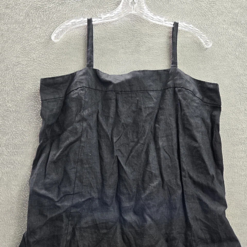 Vestido DKNY Pure para mujer M negro 100 % lino calce midi y acampanado sin mangas en capas Foto 4 de 4