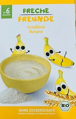 24x 275g Bio Grießbrei Banane der Marke Freche Freunde ab 6 Monaten MHD 20.02.24