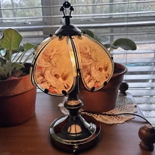 OK LIGHTING MINI 6 PANEL LAMP HUMMINGBIRD & FLOWERS