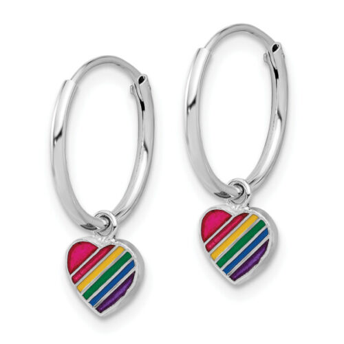 925 Sterling Silver Rainbow Heart Eternity Hoop Drop Dangle Earrings | eBay