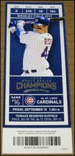 9/15/2017 Chicago Cubs v St. Louis Cardinals Ticket Anthony Rizzo Kris Bryant HR