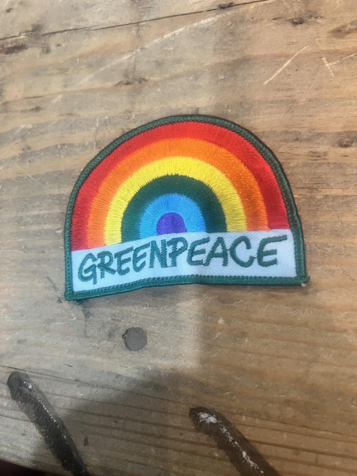 Vintage Greenpeace Rainbow Patch Badge Hippy Rare - image 2