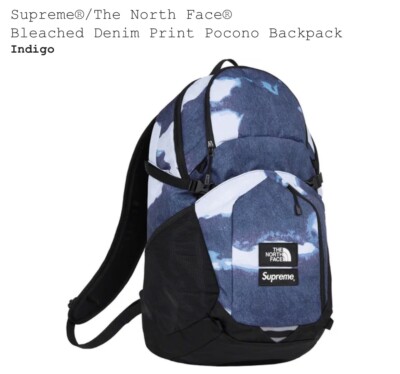 Brand New Supreme® x The North Face® Bleached Denim Print Pocono