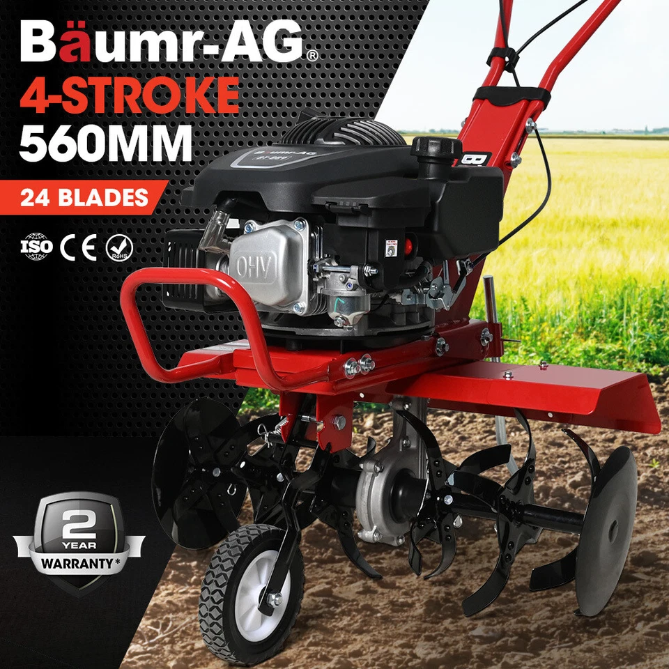 Baumr-AG 150cc 4-Stroke Tiller Cultivator Petrol Garden Rototiller Soil Turner