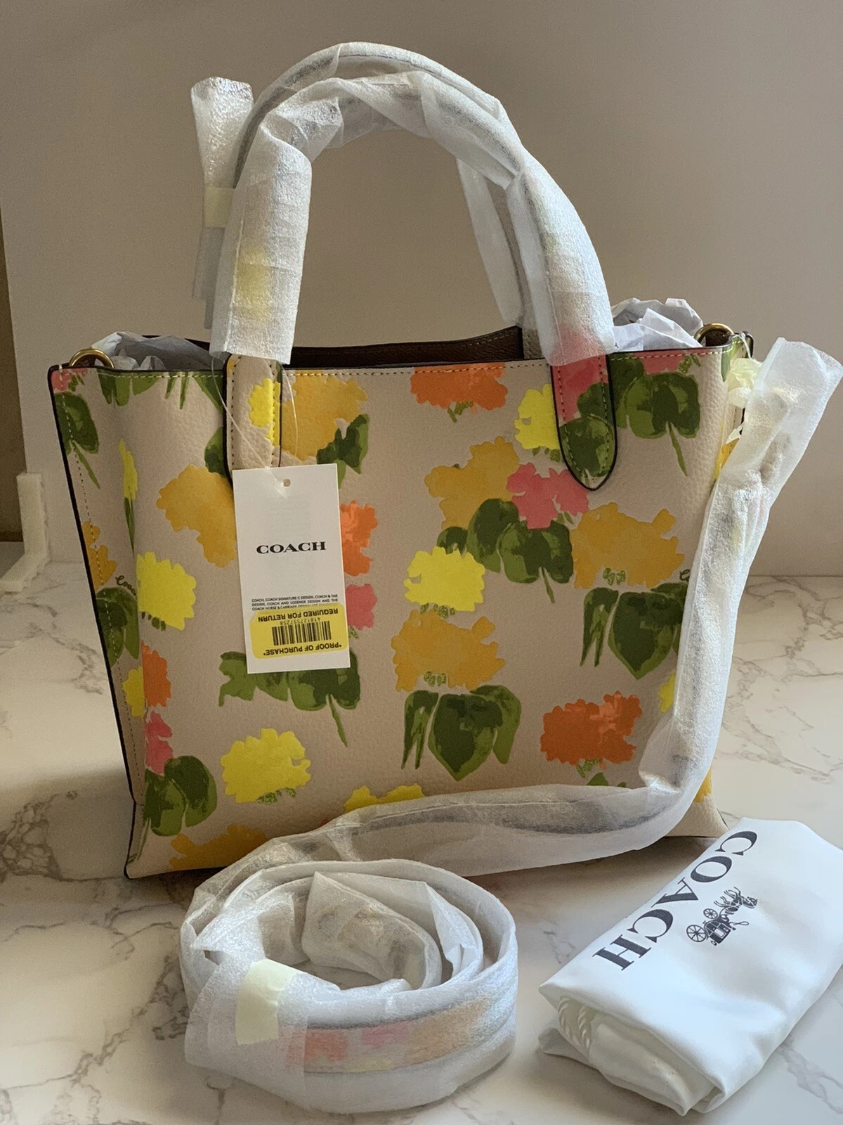 Borsa a tracolla Coach C8389 Willow in rilievo floreale multi pelle nuova con etichette $350