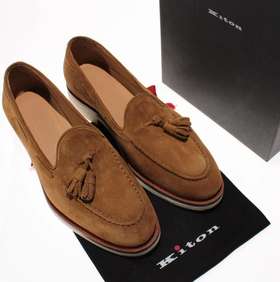 Kiton Huston Brown Calf Leather Moccasain Tassel Loafers 10 NWOB Kiton Brown Casual Shoes for Men for sale | eBay main image 3