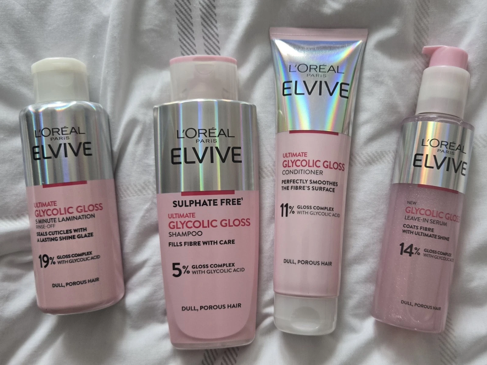 L'Oréal Glycolic Gloss Shampoo Conditioner Leave In Serum 5 Minute Lamination