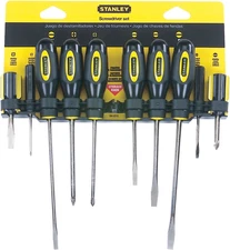 60-100A Standard Fluted Screwdriver Set, 10-Piece, Yellow