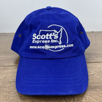 #ad Scotts Express Inc Hat Scotts Blue Adjustable Baseball Hat Adult Hat Blue Cap $9.00