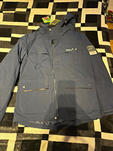 Gelert Men's Blue Hooded Fleece Parka Jacket Zip/Snap Mid-Length Size XS