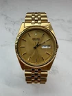 VINTAGE MEN'S SEIKO PRESIDENTIAL QUARTZ DAY-DATE GOLD TONE WRIST WATCH 7N43-8111