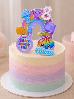 Regenbogen Shaker matschig viral personalisiert Geburtstag Tortenaufleger Deko