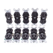 10 Pass & Seymour Brown Receptacles Duplex Outlet 15A 125V NEMA 5-15R 3232