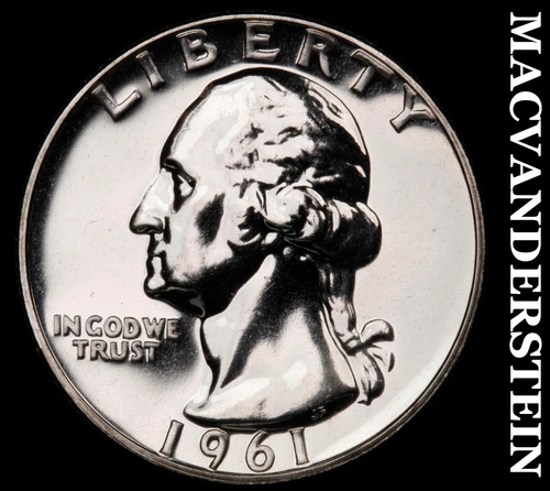 1961 Silver Washington Quarter - Choice Gem Proof  Lustrous  No Reserve  #G8997