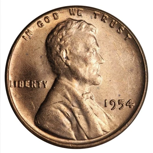 GEM BU 1954 LINCOLN WHEAT CENT PENNY - LOTS OF RED - *UPGRADE YOUR ALBUM!*