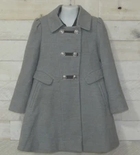 ROTHSCHILD Dress Coat Gray Faux Wool Fancy Military Style A-Line Girls 6X