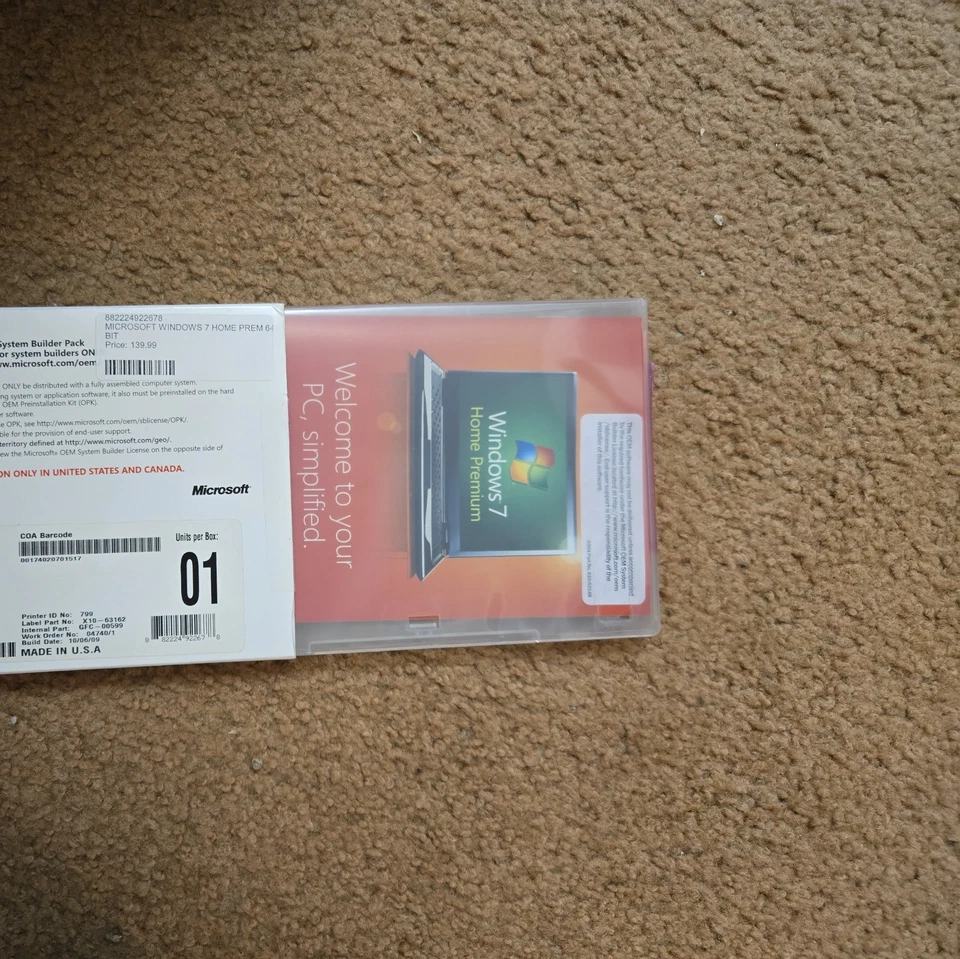 Microsoft Windows 7 Home Premium 64 bit x64 Full DVD MS WIN =BRAND NEW SEALED= - Image 2 of 2