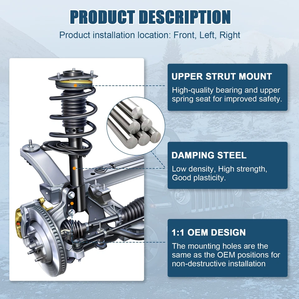 1/2" Front Leveling Kit & Front Complete Struts For Chevrolet Silverado Tahoe - Imagem 4 de 4