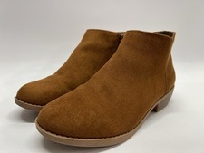 Cat  Jack Brown Faux Suede Ankle Boots Side Zip Low Heel Girl  s 4