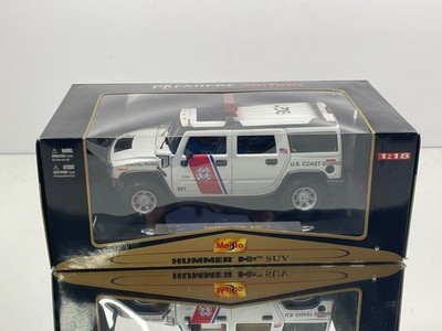 MAISTO HUMMER H2 SUV US COAST GUARD PATROL - CUSTOM 1/1 -WHITE 1:18- GOOD IN BOX