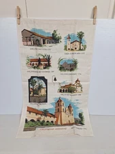 Vintage California Missions Tea Towel - R. Batchelder - Santa Barbara, San Juan