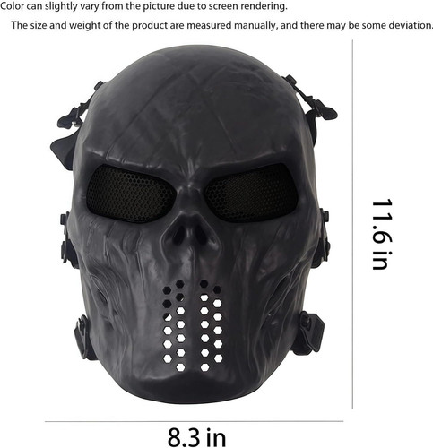 Ghost Mask,Mask Skeleton with Metal Mesh Eye 8.5*5*11.5, Black skull