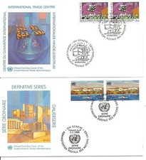 United Nations / Geneva SC # 182-183 Intl. Trade Center FDC. Pairs.