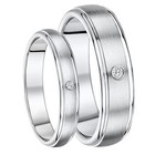 His & Hers 4&6mm Titanium Diamond Wedding Ring Set