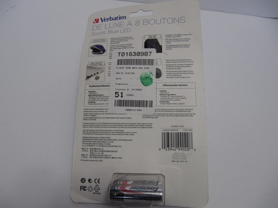 Verbatim 99020 Wireless Desktop 8-Button Deluxe Blue LED Mouse Purple - Image 4 of 4