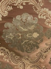 COPPER BROWN BEIGE DAMASK CHENILLE UPHOLSTERY BROCADE FABRIC 54 in. Sold BTY