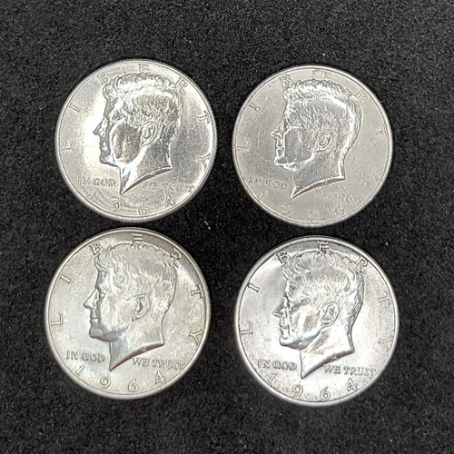 Kennedy Silver Half Dollars Grade F-VF Dated 1964 From Estate Collection