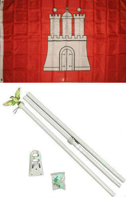 3x5 German Hamburg Germany Flag White Pole Kit Set 3'x5'