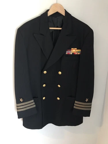 Vintage Military WW2 U.S.A. Dress Blue Officer Jacket Ribbon Rack Washington D.C