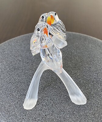 Swarovski Crystal Four Baby Lovebirds On A Branch Figurine~7621 NR