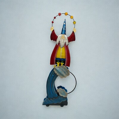 Wizard Balance Pendulum Toy w/ Wave Base Metal Folk Art - Used Condition