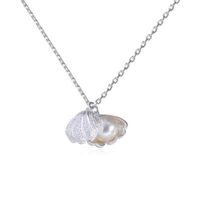 Sterling Silber Damen Muschel Muschel Perlenkette